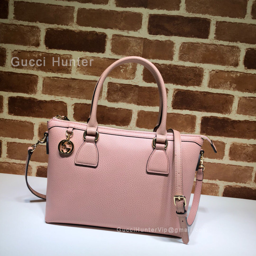 Gucci GG Charm Teal  Leather Medium Tote Bag Pink 449659
